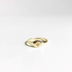 Star/ Star of David Yellow Gold Plated Ring/ Class ring style